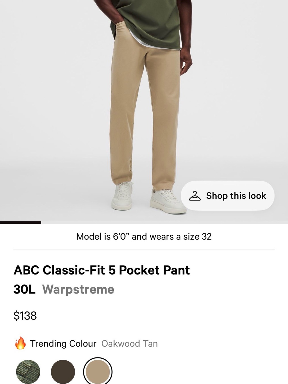 Lululemon ABC Classic-Fit Pant - Tan